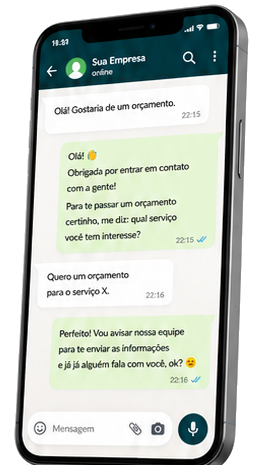 Tela de celular com conversa no WhatsApp